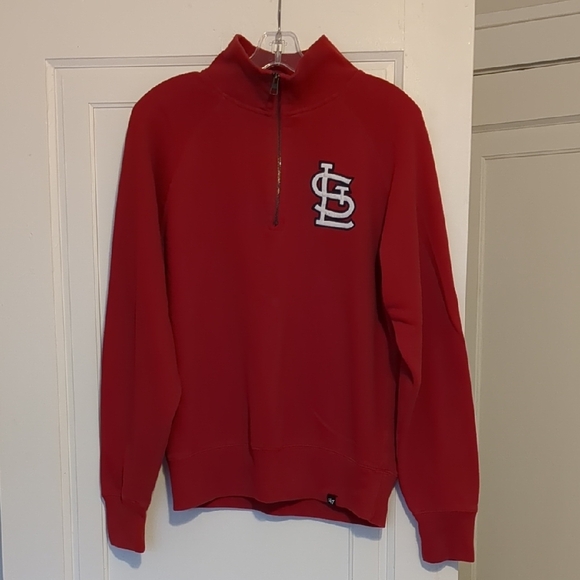 St. Louis Cardinals Baseball Red Quarter Zip Sweatshirt 47 - Picture 2 of 6